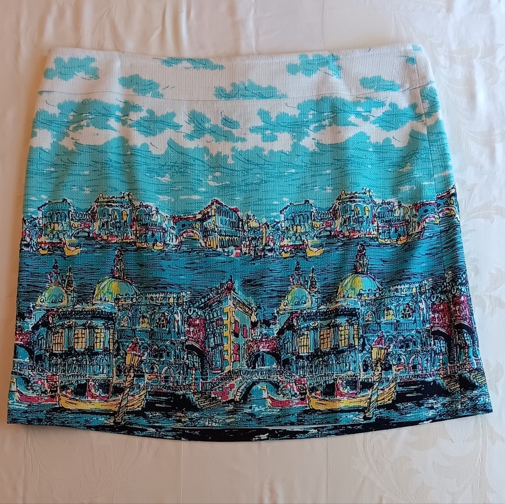 Talbots Venice themed fully lined mini skirt size 20